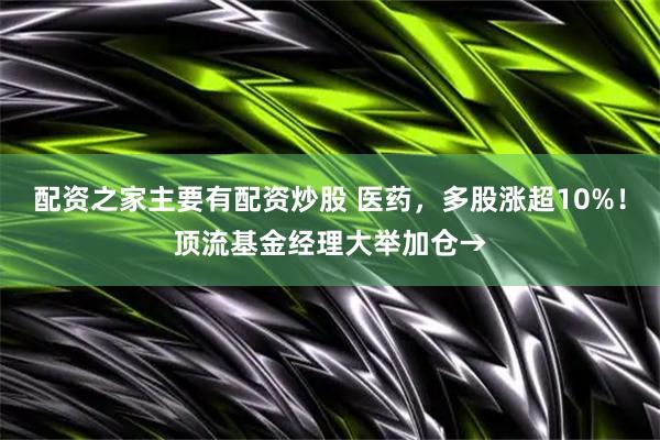 配资之家主要有配资炒股 医药，多股涨超10%！顶流基金经理大举加仓→